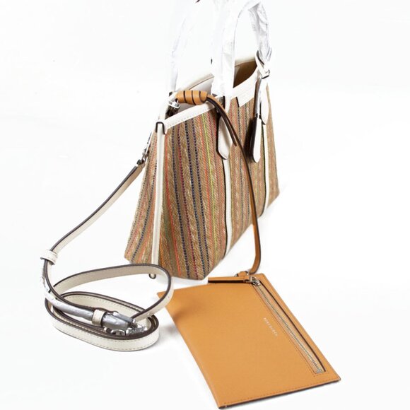 TORY BURCH Small Perry Stripe Raffia Tote - Picture 6 of 12